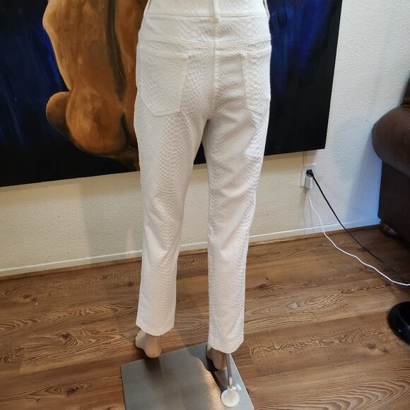 Eric Snakeskin Pattern Stretchy Ankle Pants, White, Size 10 - Picture 3 of 12
